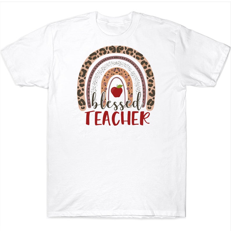 Blessed Teacher Leopard Rainbow Proud Teacher T-shirt