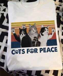 Cats For Peace Funny Vintage Cat T-shirt
