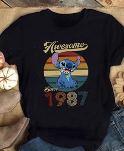 Custom Awesome Since 1987 Stitch Shirt