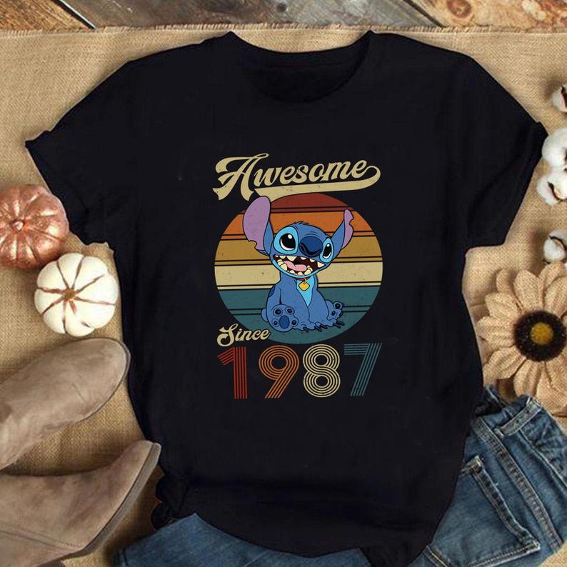 Custom Awesome Since 1987 Stitch Shirt