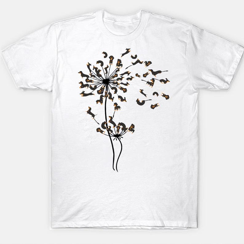 Dandelion Dachshund Flower Dog Lovers T-shirt