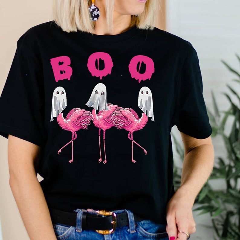 Flamingo Boo Funny Halloween Costume T-shirt