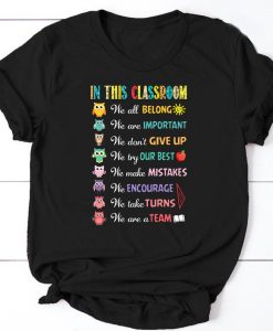 Funny Owl Teacher In This Classroom We All Belong Tshirt