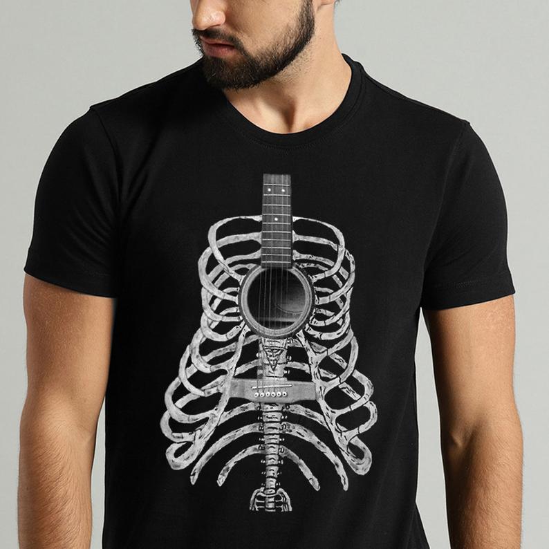 Guitar Skeleton Funny Musical Instrument Halloween Guitarist T-shirt