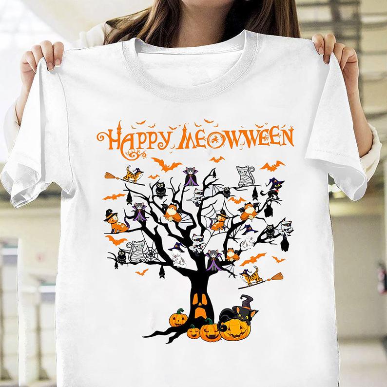 Happy Meowween Funny Pet Cat Halloween Costume T-shirt