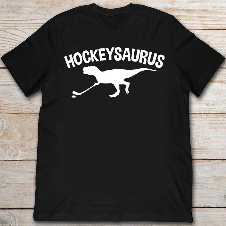 Hockeysaurus Ice Hockey Player Rink Dinosaur Tshirt