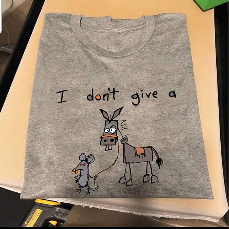 I Don't Give A Rats Ass Funny Mouse Walking Donkey T-shirt