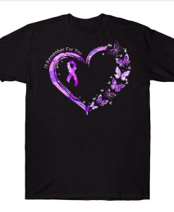 I'll Rember For You Butterfly Heart Purple Ribbon Alzheimer's Awareness T-shirt