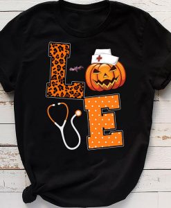 LOVE Nuse Pumpkin Leopard Print Halloween Nursing T-shirt