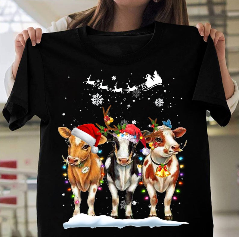 Santa Cow Christmas Farmer T-shirt