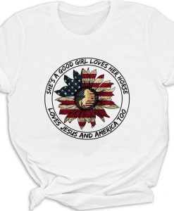 She Is A Good Girl Loves Her Horse Loves Jesus And America Too Vintage T shirt