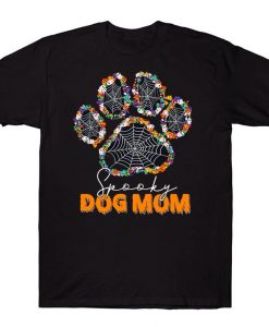 Spooky Dog Mom Halloween Paw Print Costume T-shirt