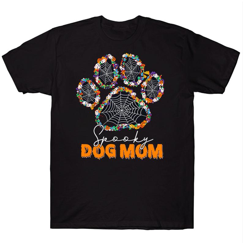 Spooky Dog Mom Halloween Paw Print Costume T-shirt