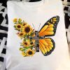 Sunflower Butterfly Cross Faith Christian T-shirt