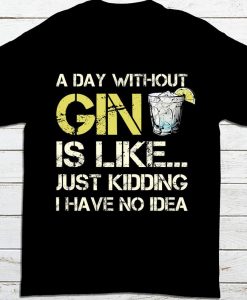A Day Without Gin Is Like Just Kidding I Have No Idea Funny Wine T-shirt