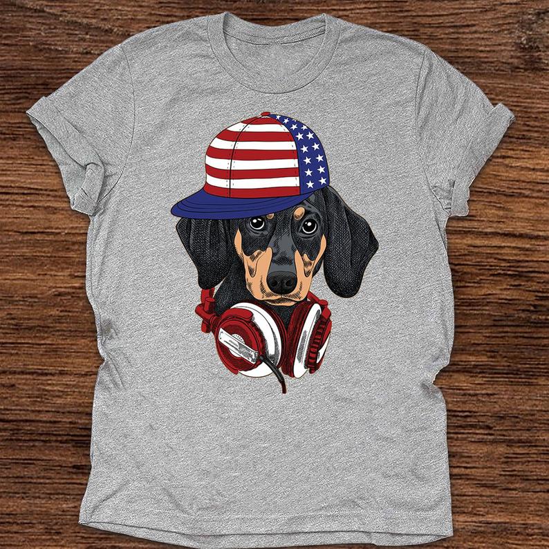 American Dachshund USA Flag 4th of July T-shirt