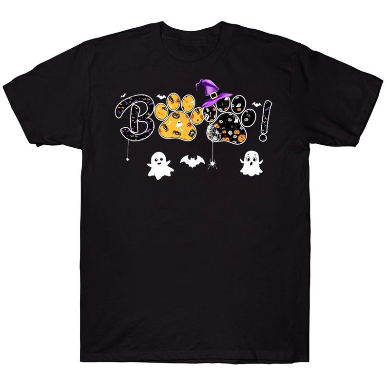 Boo Paw Print Cute Pet Cat Dog Lovers Halloween Costume T-shirt