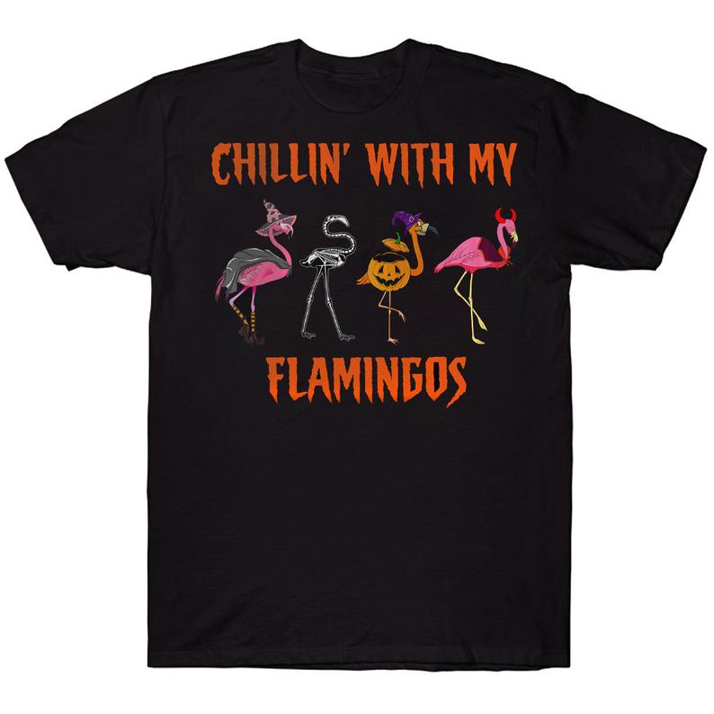 Chillin With My Flamingos Funny Halloween Costume T-shirt