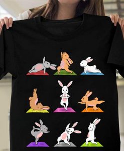 Funny Cute Bunnies Yoga Pose Tshirt