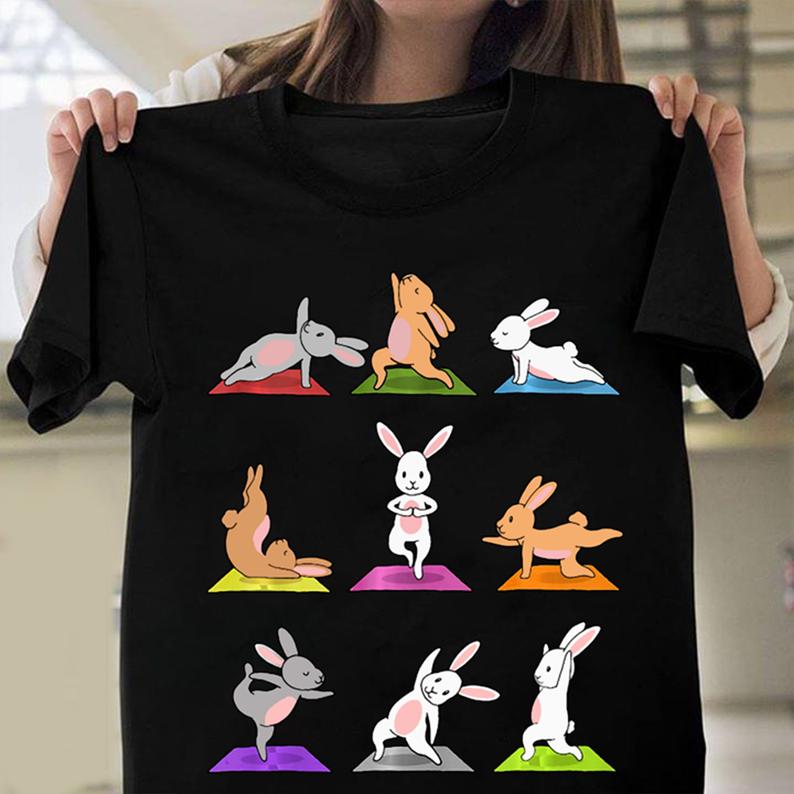 Funny Cute Bunnies Yoga Pose Tshirt