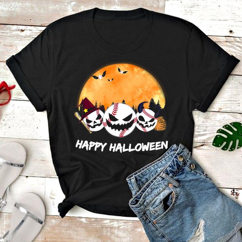 Happy Halloween Baseball Monster Season Softball Inspired Tshirt Gift