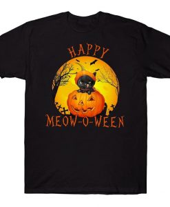 Happy Meow-o-ween Cute Black Cat Halloween Costume T-shirt