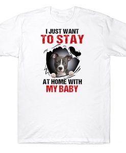 I Just Want To Stay At Home With My Baby Pitbull Lovers T-shirt