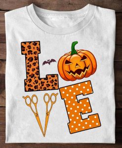 Love Pumpkin Hairstylist Halloween Hairbarber Tshirt