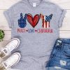 Peace Love Chihuahua American Flag 4th of July T-shirt