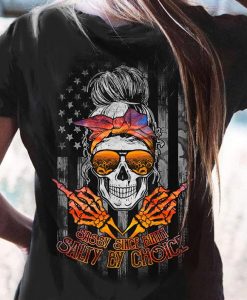 Sassy Since Birth Salty By Choice American Flag Sunflower Sunglasses Skull Lady T-shirt