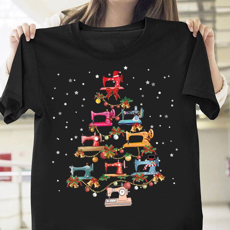 Sewing Machine Christmas Tree Quilting Sewing Xmas T-shirt