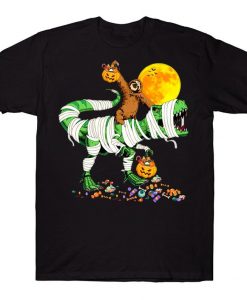 Sloth Riding Mummy Saurus Funny Halloween Costume T-shirt