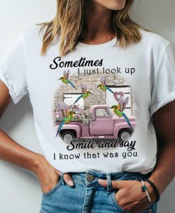 Sometimes I Just Look Up Smile And Say I Know That Was You Memorable Hummingbird T-shirt