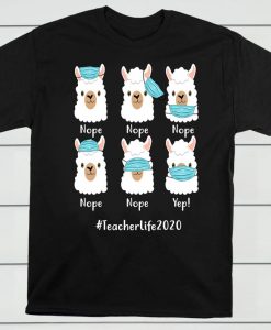 Trending Quarantine How To Wear A Face-Mask Funny Llama Teacher Life 2020 T-shirt Back To School Shirt