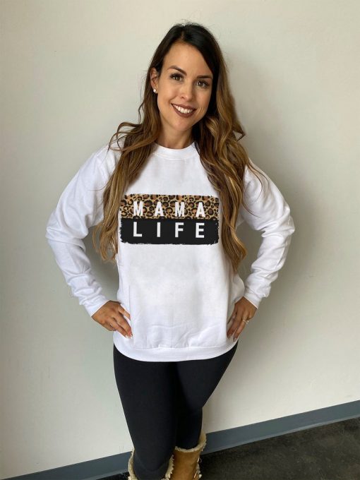 Mama Life Leopard Square Sweatshirt