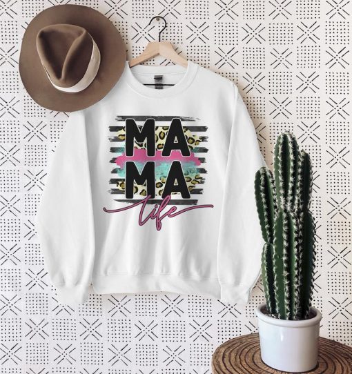 Mama Life Leopard Stripe Sweatshirt