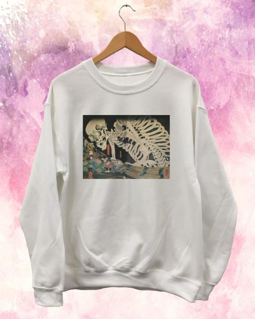 Skull Ukiyoe Samurai Japanese Old Art Sweatshirt