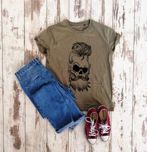 man with beard t-shirt