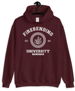 Firebending University White ink Unisex Hoodie