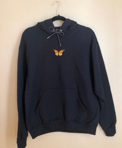 Unisex Embroidered Butterfly Appliqué Hoodie