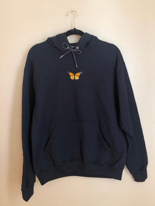 Unisex Embroidered Butterfly Appliqué Hoodie