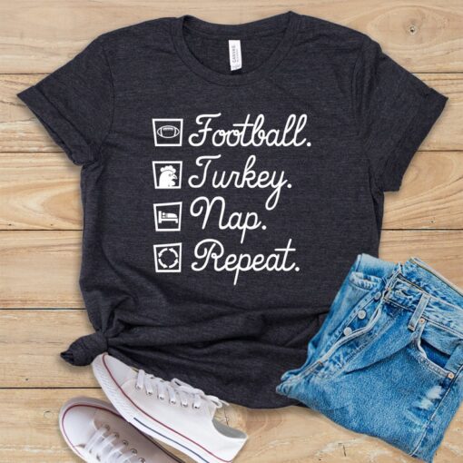 Football Turkey Nap Repeat T Shirt