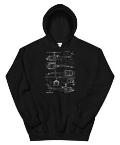 US Army Military Patriot Veteran UH 1 Helicopter Diagram Unisex Hoodie