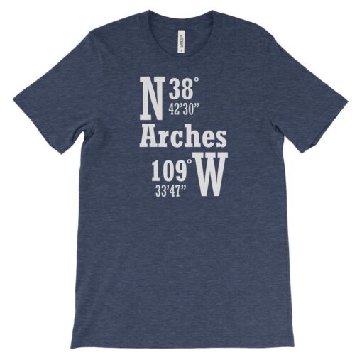 Arches National Park Latitude Longitude Tshirt