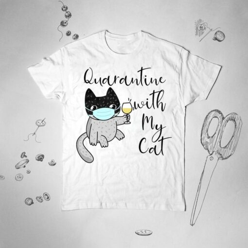 Quarantine with My Cat Virus Social Distance Unisex shirt