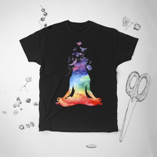 Rainbow Artsy Birds Meditation Asian Unisex shirt