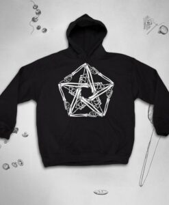 raglan Occult Pentagram Skeleton Hands Graphic hoodie