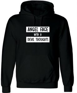 Ladies Angel With Devil Thoughts Funny Hoodie