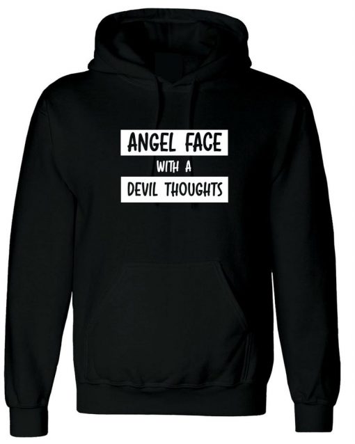 Ladies Angel With Devil Thoughts Funny Hoodie