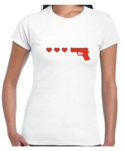 Gun Hearts Ringer T Shirt